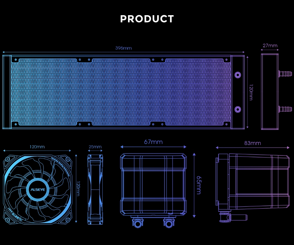 Sistema de refrigeración liquida Alseye M360- Plus- B