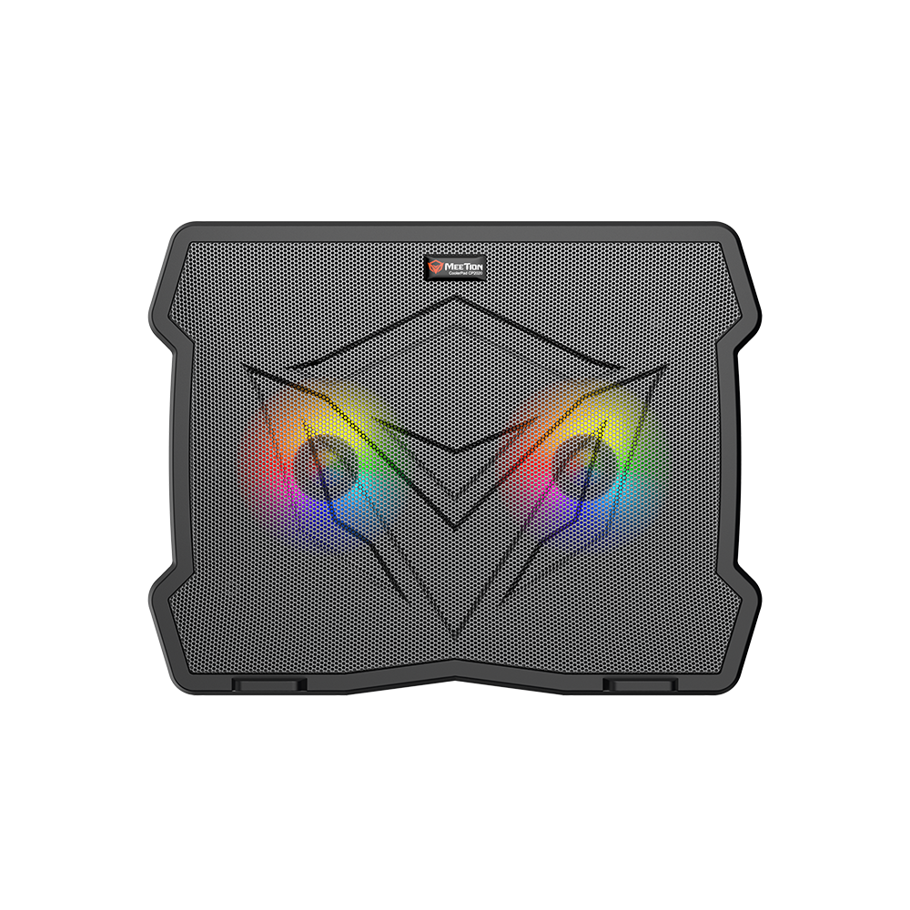 Cooler Pad Meetion CP-2020, 2 puertos Usb, 2 ventiladores Rgb compatible con laptops de 9 hasta 15.6"