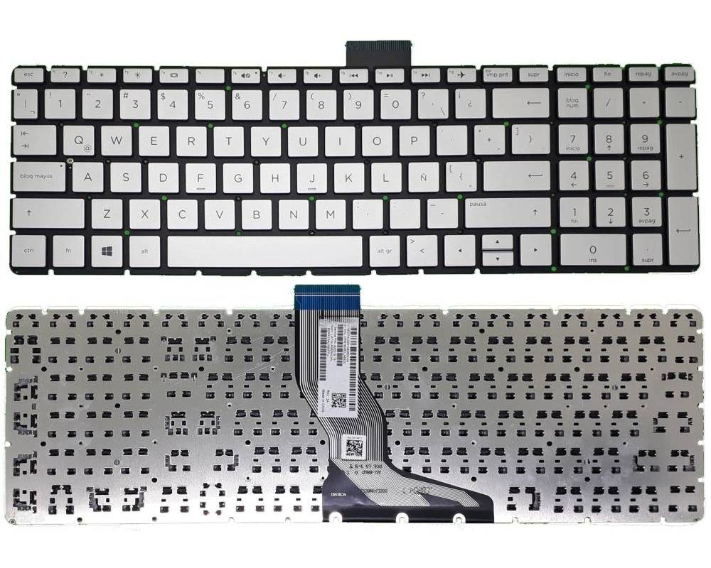 Teclado genérico HP PAVILION 15-CC 15-CD 15-CK 15-BS 15-BW 15-BP 15-BR 17-AE 15-DY 17-AE 15-CB 15-EF PLATEADO ESPAÑOL ENTER HORIZONTAL, Sin Marco