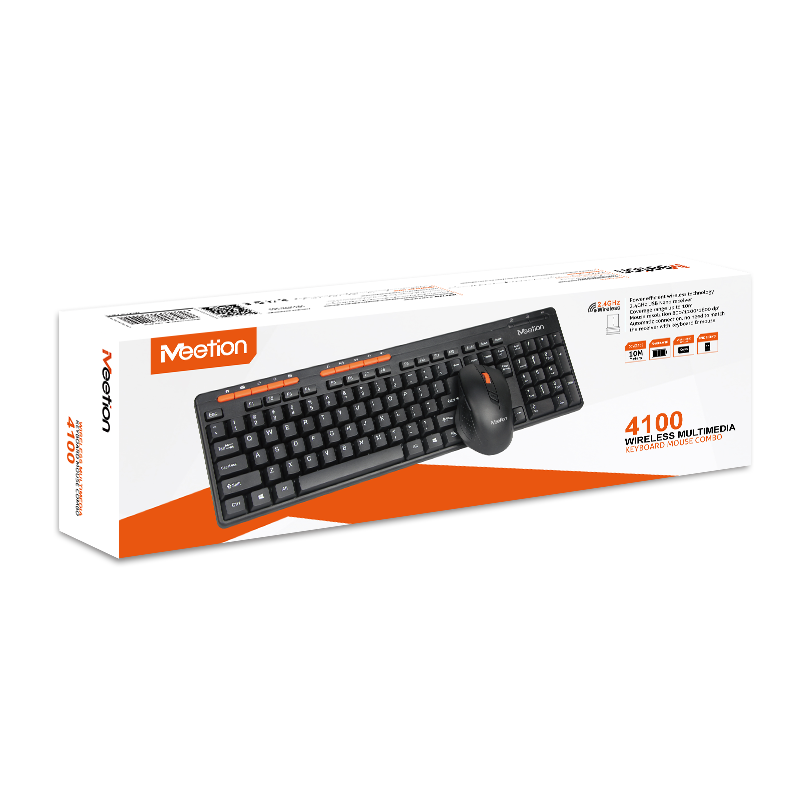 Combo de teclado + mouse wireless Meetion Mt-4100 en español, negro