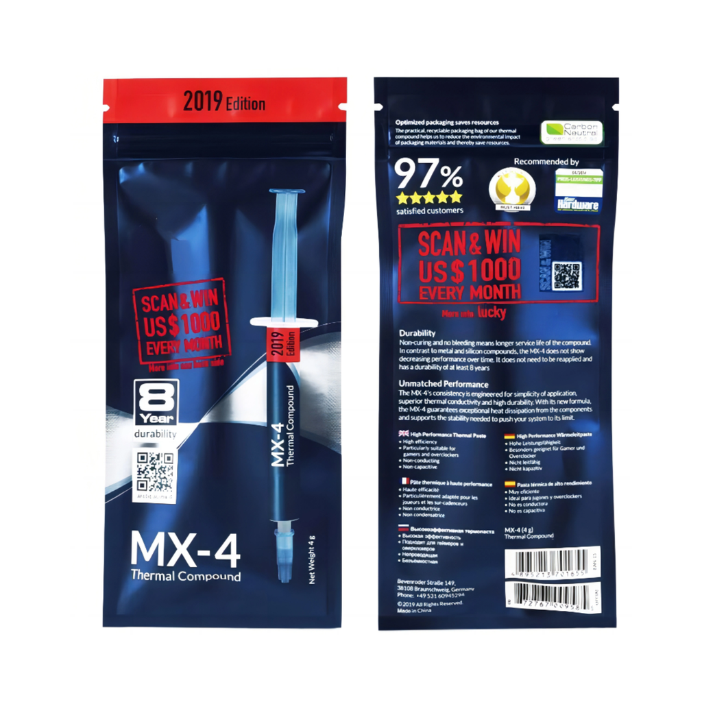 Pasta Térmica para Procesadores marca Artic MX-4 edición 2019 de 4 gramos 