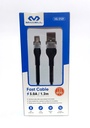 Cable Micro USB, Miccell VQ-D129 Usb de 3A, 1.2mts de largo, color negro con recubrimiento de aluminio, cable tipo Nylon trenzado